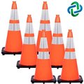 Gec Mr. Chain DOT Traffic Cones, 28inH, 14in x 14in Base, 7 lbs, PVC, Traffic Orange, 6/Pack 97580-6